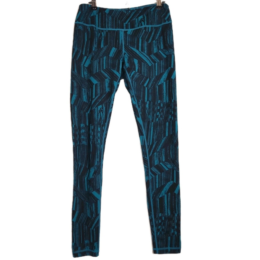 Zella Womens Medium Blue Black Geometric Yoga Leggings Athleisure‎ Workout Pants